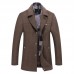 Detachable Scarf Fleece Warm Business Stylish Mens Trench Woolen Overcoat Plus Size