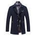 Detachable Scarf Fleece Warm Business Stylish Mens Trench Woolen Overcoat Plus Size