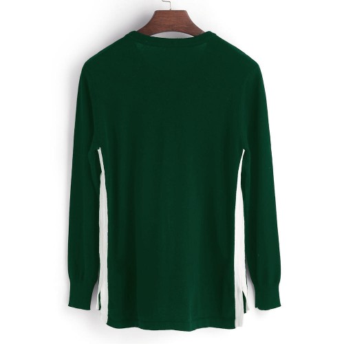 Mens Casual Stitching Color Breathable Cotton Long Sleeve Warm Pullovers Sweaters