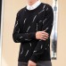 Mens Casual Breathable Print Thick Slim Long Sleeve Warm Pullovers Sweaters