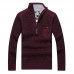 Men's Casual Thicken Patchwork Half-Zipper Stand Collar Chest Pocket Knit Pullovers Sweaters