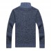 Men's Casual Thicken Patchwork Half-Zipper Stand Collar Chest Pocket Knit Pullovers Sweaters