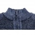 Men's Casual Thicken Patchwork Half-Zipper Stand Collar Chest Pocket Knit Pullovers Sweaters