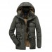 Mens Thicken Warm Multi Pockets Windproof Detachable Hooded Jacket