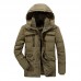 Mens Thicken Warm Multi Pockets Windproof Detachable Hooded Jacket