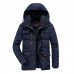 Mens Thicken Warm Multi Pockets Windproof Detachable Hooded Jacket