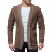 Men's Wool Causal Open Halter Sweaters Fit Knitting Pure Color Long Sleeve Cardigans