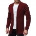 Men's Wool Causal Open Halter Sweaters Fit Knitting Pure Color Long Sleeve Cardigans