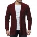 Men's Wool Causal Open Halter Sweaters Fit Knitting Pure Color Long Sleeve Cardigans