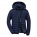 Mens Winter Casual Cotton Down Padded Windproof Hooded Solid Color Jacket