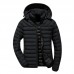 Mens Winter Casual Cotton Down Padded Windproof Hooded Solid Color Jacket