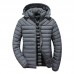 Mens Winter Casual Cotton Down Padded Windproof Hooded Solid Color Jacket