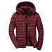 Mens Winter Casual Cotton Down Padded Windproof Hooded Solid Color Jacket