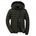 Mens Winter Casual Cotton Down Padded Windproof Hooded Solid Color Jacket