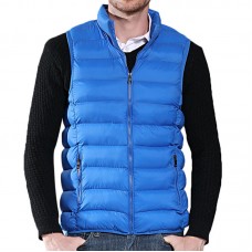 Mens Winter Lightweight Thin Sleeveless Jacket Zipper Solid Color Warm Vest