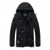 Mens Winter Cotton Thick Fleece Multifunction Pockets Drawstring Warm Jacket