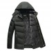 Mens Winter Thick Warm Fleece Hooded Jacket Casual Solid Color Coats