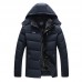 Mens Winter Thick Warm Fleece Hooded Jacket Casual Solid Color Coats