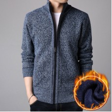 Men's Wool Casual Breathable Comfy Fit Pure Color Long Sleeve Sweater Cardigans