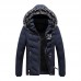 Mens Hooded Down Cotton Padded Solid Color Jacket Winter Thick Warm Short Parka