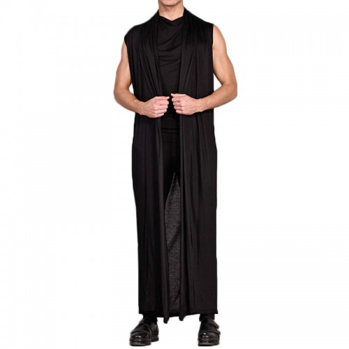 Mens Sleeveless Black Breathable Thin Long Cardigans