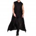 Mens Sleeveless Black Breathable Thin Long Cardigans