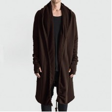 Mens Mid-Long Draping Stylish Gloves-Sleeves Irregular Hem Cardigans