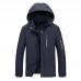 Mens Spring Autumn Letter Printing Solid Color Stylish Zipper Windbreaker Hooded Jacket