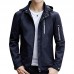 Mens Spring Autumn Letter Printing Solid Color Stylish Zipper Windbreaker Hooded Jacket