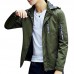 Mens Spring Autumn Letter Printing Solid Color Stylish Zipper Windbreaker Hooded Jacket