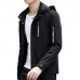 Mens Spring Autumn Letter Printing Solid Color Stylish Zipper Windbreaker Hooded Jacket