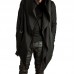 Mens Fashion Mid Long Avant-garde Irregular Hem Solid Color Pockets Hooded Cardigans