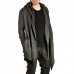 Mens Fashion Mid Long Avant-garde Irregular Hem Solid Color Pockets Hooded Cardigans