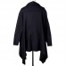 Mens Mid Length Knit Asymmetric Long Shawl Pockets Solid Black Cardigans