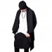 Mens Mid Length Knit Asymmetric Long Shawl Pockets Solid Black Cardigans