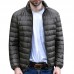 Mens Winter Lightweight Warm Padded Jacket Solid Color Stand Collar Coat