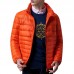 Mens Winter Lightweight Warm Padded Jacket Solid Color Stand Collar Coat