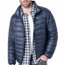 Mens Winter Lightweight Warm Padded Jacket Solid Color Stand Collar Coat