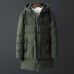 Mens Winter Mid Long Hooded Padded Jacket Parka