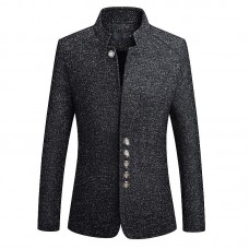 Mens Stand Collar Casual Slim Gentleman British Style Jacket Coats