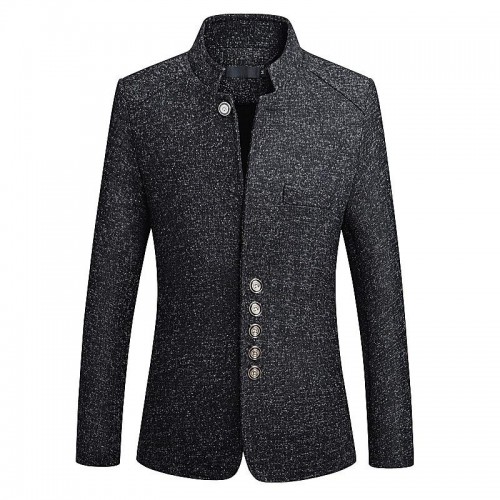 Mens Stand Collar Casual Slim Gentleman British Style Jacket Coats