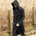 Fashion Mid Long Solid Color Hoodie Drawstring Cardigans For Men