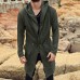 Fashion Mid Long Solid Color Hoodie Drawstring Cardigans For Men