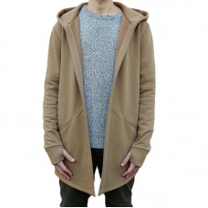 Casual Mid Long Solid Color Long Sleeve Hoodie Cardigans For Men