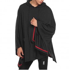 Mens Fashion Bat Style Casual Hooded Cloak Solid Color Pockets Cardigans