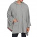 Mens Fashion Bat Style Casual Hooded Cloak Solid Color Pockets Cardigans