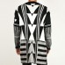 Mens Black White Patchwork Mid Long Style Fashion Casual Knit Cardigans