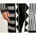 Mens Black White Patchwork Mid Long Style Fashion Casual Knit Cardigans