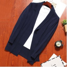 Mens Casual Soft Mid Length Loose Cotton Shawl Collar Long Sleeve Cardigans