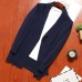 Mens Casual Soft Mid Length Loose Cotton Shawl Collar Long Sleeve Cardigans